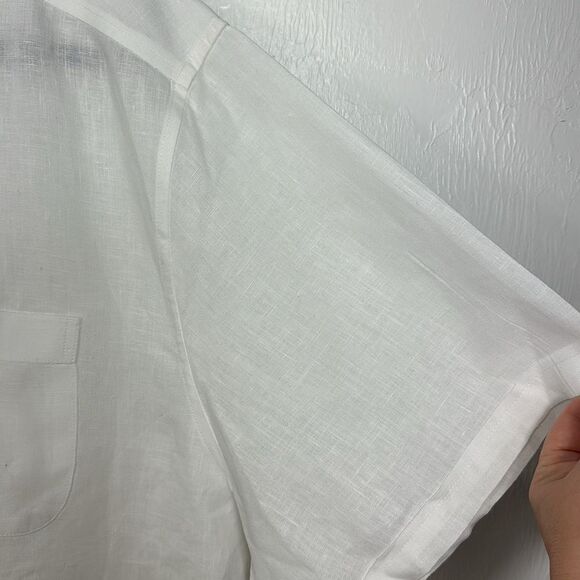Natural Blue By Visitor Washable Linen Short Sleeve Button Down Shirt Size XL - Picture 3 of 8